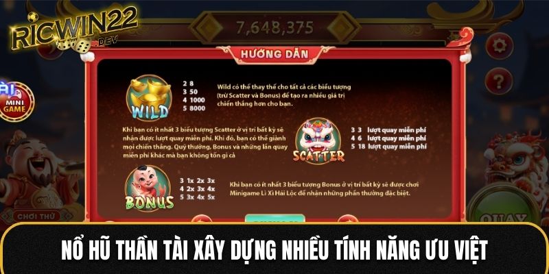Nổ hũ Thần Tài xây dựng nhiều tính năng ưu việt